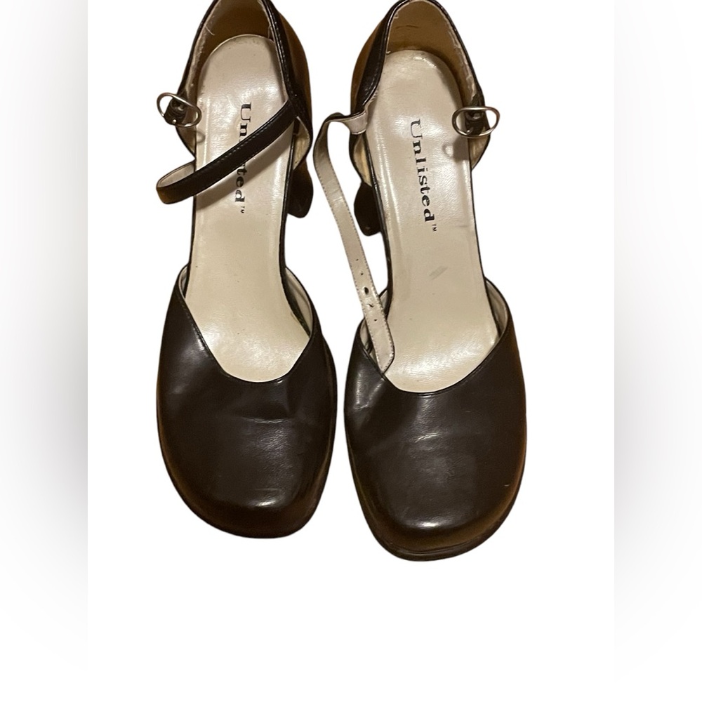 EUC Unlisted black heels with ankle strap